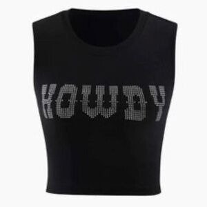 Urban Outfitters Devon Howdy Cutout Tank Top with rhinestones in Black medium